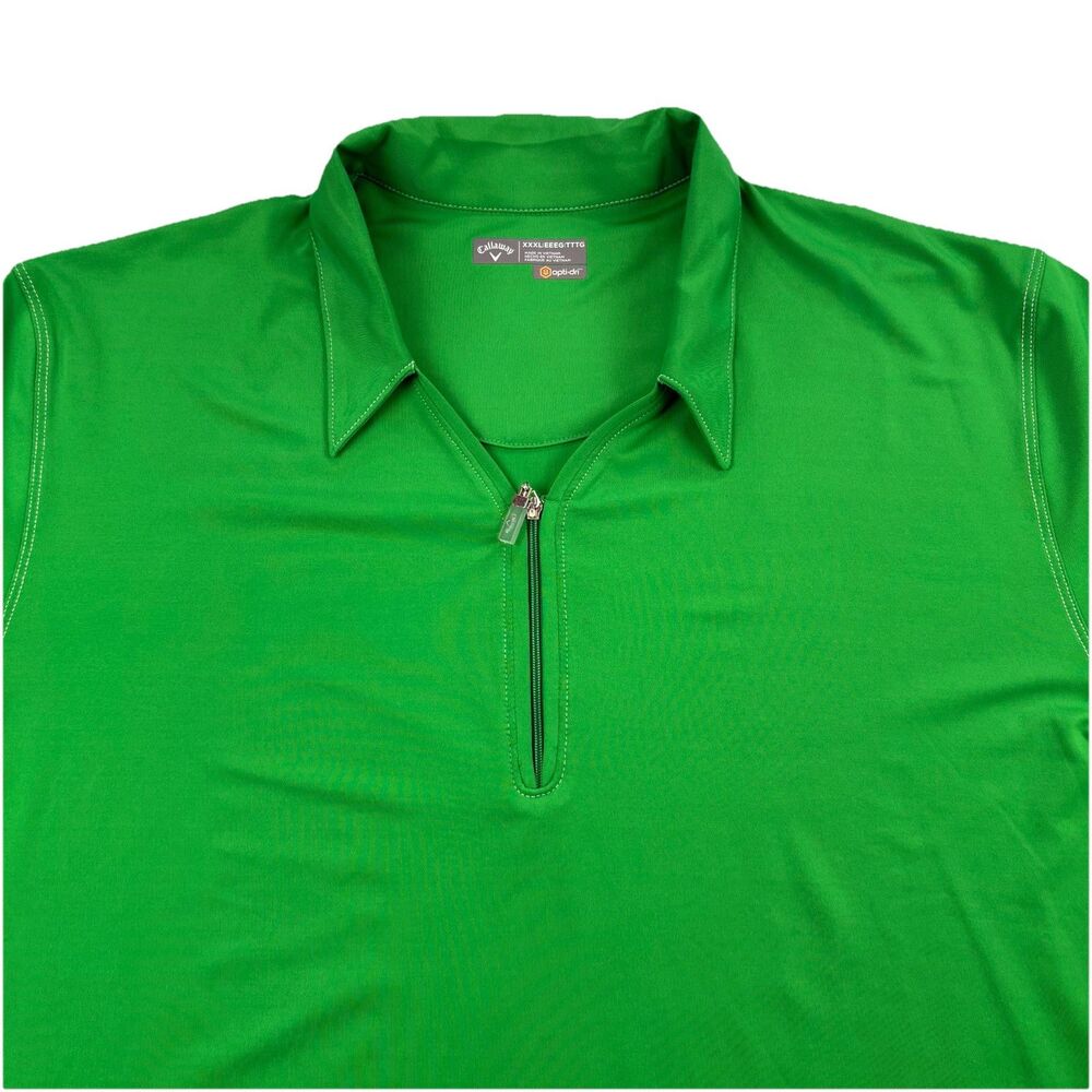 Callaway Opti-Dri 1/4 Zip Golf Polo Shirt Womens 3XL Vibrant Green Short Sleeve